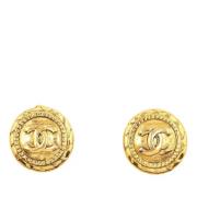 Pre-owned Metal earrings Chanel Vintage , Yellow , Dames