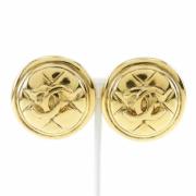 Pre-owned Metal earrings Chanel Vintage , Yellow , Dames