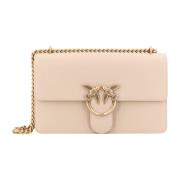 Beige Schoudertas met Flap Sluiting Pinko , Beige , Dames