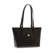 Zwarte Leren Shopper Tas The Bridge , Black , Dames