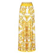 Zijden Gele Broek met Zakken Dolce & Gabbana , Yellow , Dames