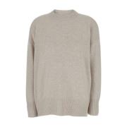 Beige Cashmere Crewneck Sweater Ribbed Knit Brunello Cucinelli , Beige...