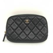 Pre-owned Leather clutches Chanel Vintage , Black , Dames