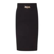 Zwarte Midi Rok met Kettinglogo Liu Jo , Black , Dames