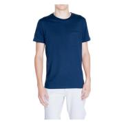 Blauw Effen Korte Mouw T-shirt Peuterey , Blue , Heren