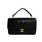 Pre-owned Leather handbags Chanel Vintage , Black , Dames