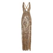 Gouden Geborduurde Tule Rode Loper Jurk Elisabetta Franchi , Yellow , ...