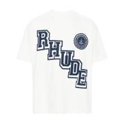 Wit T-shirt met Front Print Rhude , White , Heren