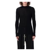 Zwarte Geribbelde Coltrui Sweater Aw24 Rick Owens , Black , Heren