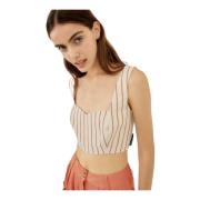 Gestreepte Crop Top Silvian Heach , Beige , Dames