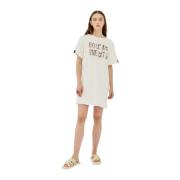 Logo T-shirt Jurk Silvian Heach , White , Dames