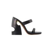 Leather heels Off White , Black , Unisex