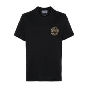 Zwarte V-Embleem T-shirts en Polos Versace Jeans Couture , Black , Her...