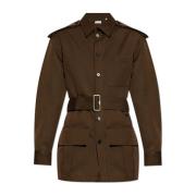 Wollen shirt met riem Burberry , Brown , Dames