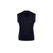 Mouwloos Merinowol Vest Moorer , Blue , Heren