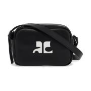 Leren cameratas met Monogram Inlay Courrèges , Black , Dames