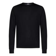 Zwarte Cashmere Zijde Crewneck Sweater Malo , Black , Heren