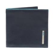 Blauwe Leren Portemonnee met Dollarclip Piquadro , Blue , Heren