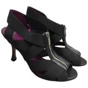 Pre-owned Canvas sandals Sergio Rossi Pre-owned , Black , Dames