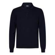 Blauwe Cashmere Gebreide Poloshirt Malo , Blue , Heren