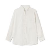 Oversized Linnen Shirt met Eindeloze Styling Twothirds , White , Dames