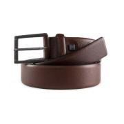 Bruin Leren Gesp Riem Piquadro , Brown , Heren