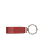 Rode Leren Sleutelhanger Ring The Bridge , Red , Heren