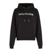 Monotype Geborduurde Hoodie voor Vrouwen Tommy Hilfiger , Black , Dame...