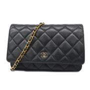 Pre-owned Leather shoulder-bags Chanel Vintage , Black , Dames