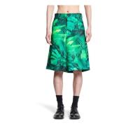 Bladpatroon Wijde Pijp Broek Comme des Garçons , Green , Heren