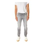 Slim Fit Mid Waist Jeans Denham , Gray , Heren