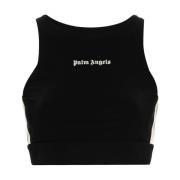 Zwarte Mouwloze Top met Logo Print Palm Angels , Black , Dames