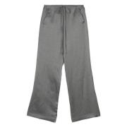 Wijde Pijp Linnen Broek met Split Alysi , Gray , Dames