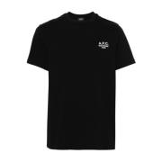 Geborduurd Logo T-shirt Zwart/Wit A.p.c. , Black , Heren