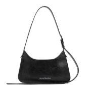 Zwarte Leren Handtas met Gegraveerd Logo Acne Studios , Black , Dames