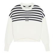 Gestreept Tweekleurig Trui met 4G Patch Givenchy , White , Dames