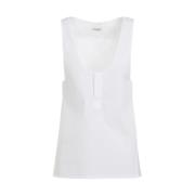 Wit Katoenen U-Hals Topwear Saint Laurent , White , Dames