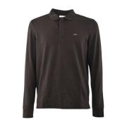 Stretch Piqué Lange Mouw Polo Calvin Klein , Black , Heren