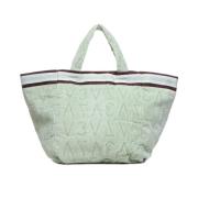 Gedrukt Logo Katoenen Tote Tas V73 , Green , Dames