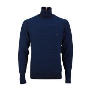 Heren Roll Neck Sweater 2 Tone Tommy Hilfiger , Blue , Heren