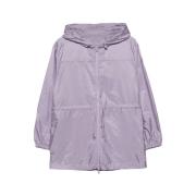 Gestructureerde Hooded Jacket met Appliqué Logo Moncler , Purple , Dam...