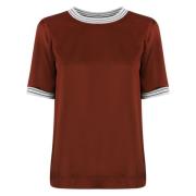 Bruine Technische T-shirt met Satijnen Afwerking Herno , Brown , Dames