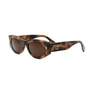 Stijlvolle Smalle Acetaat Zonnebril Fendi , Brown , Dames