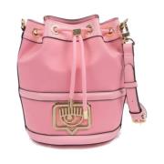 Roze Bucket Bag met Verstelbare Band en Trekkoordsluiting Chiara Ferra...