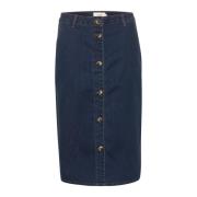 Denim Pencil Rok Donkerblauw Cream , Blue , Dames