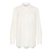 Witte Blouse met Pofmouwen en Kantpaneel Cream , White , Dames