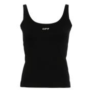 Zwarte Tanktop met Geborduurd Logo Off White , Black , Dames