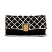 Zachte fluwelen en parels clutch 1945 Balmain , Black , Dames