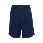 Navy Linen Bermuda Shorts Brunello Cucinelli , Blue , Heren