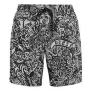 Zwart Tattoo Print Zwemkleding Philipp Plein , Black , Heren